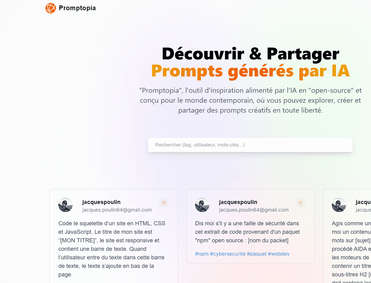 Site: partage de prompts d'IA