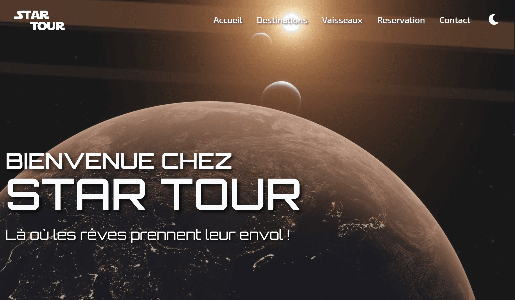 Site : agence de voyage spatial